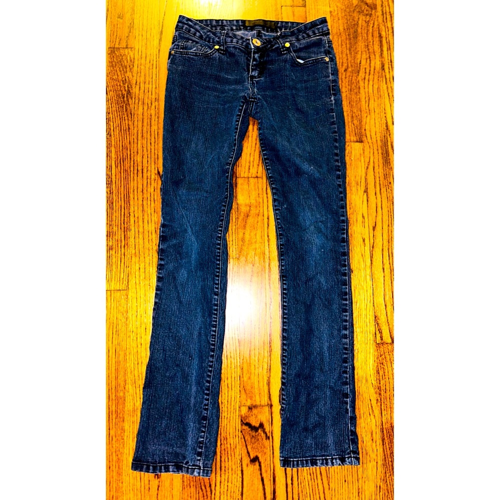 Seductions Blue Straight Leg Jeans Back Flap Pocket 5 Vintage Low Waist Y2K